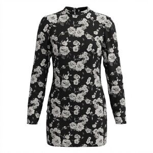 ALI & JAY Monochrome Floral Long Sleeve Mini Dress Size S Cocktail Romantic Fall